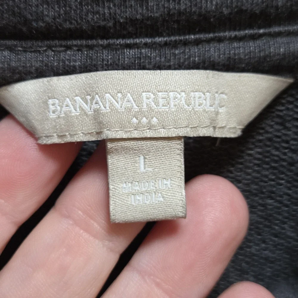 Banana Republic Sweatshirt Mens Large Gray Full Zip Fleece‎ High Neck Logo